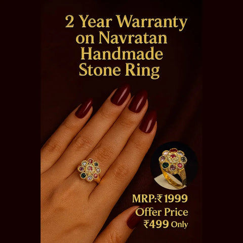 Premium Handmade Navratna Onegram Adjustable Ring – 2 Year Warranty