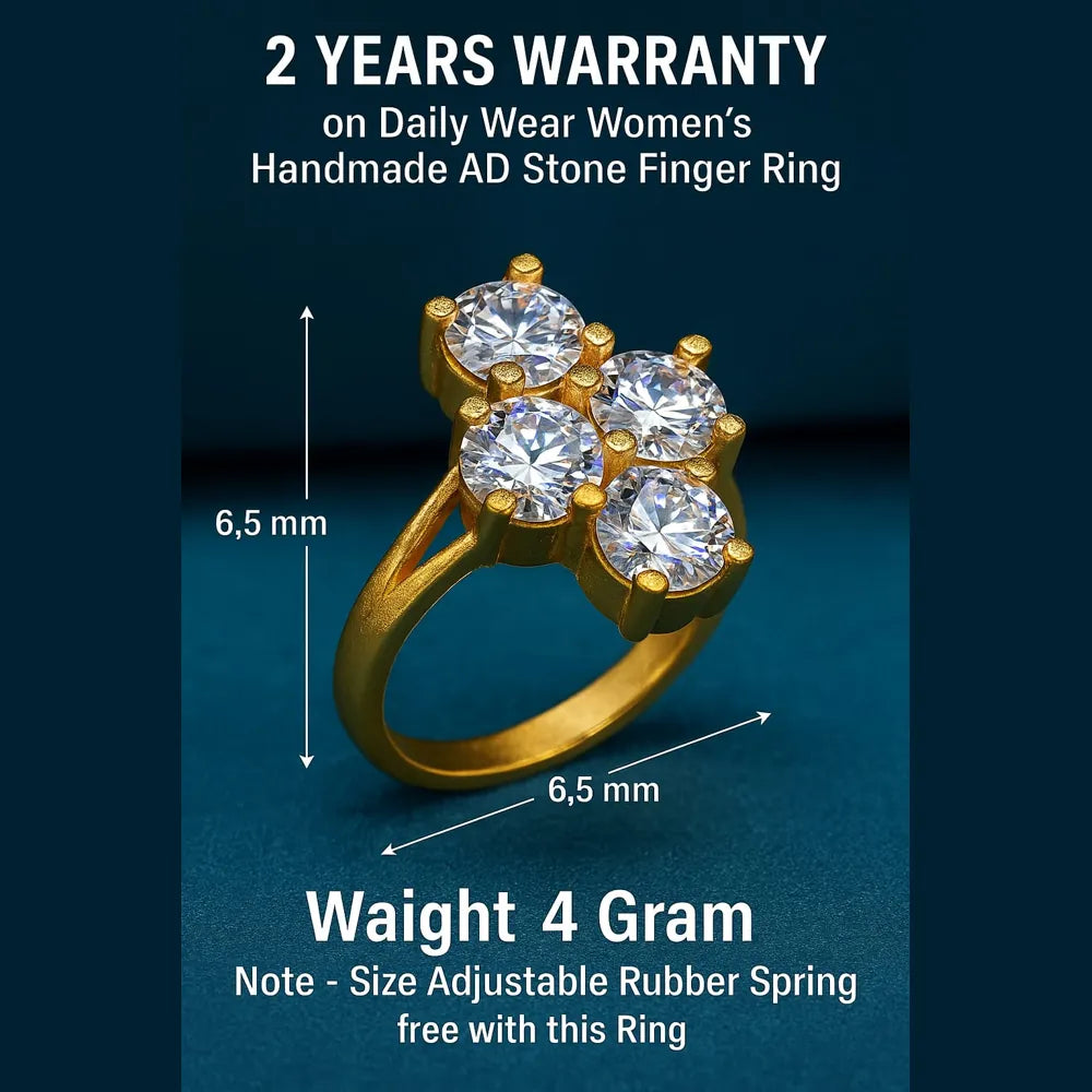 Elegant Gold-Plated Adjustable Ring with CZ Stones