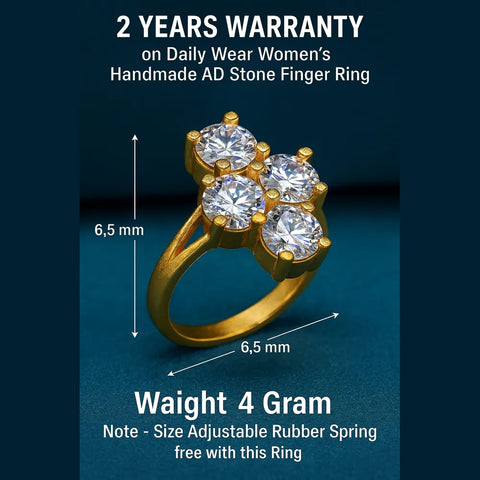 Elegant Gold-Plated Adjustable Ring with CZ Stones
