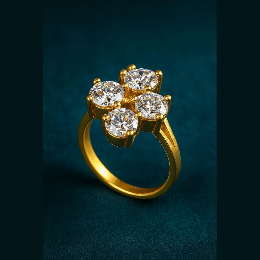 Elegant Gold-Plated Adjustable Ring with CZ Stones