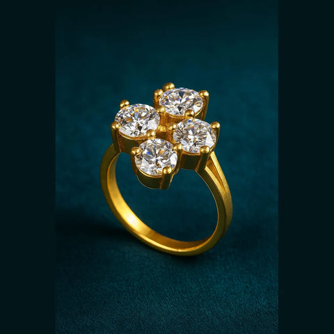 Elegant Gold-Plated Adjustable Ring with CZ Stones