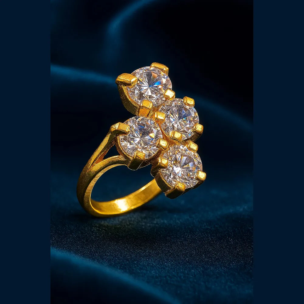 Elegant Gold-Plated Adjustable Ring with CZ Stones