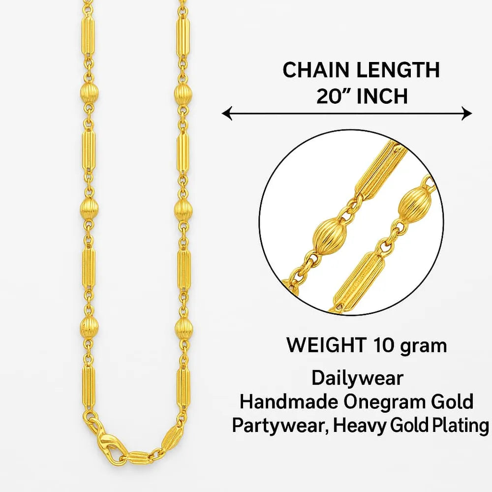 Royal Long Chain - 20 Inch | Handmade Gold Plated Dailywear