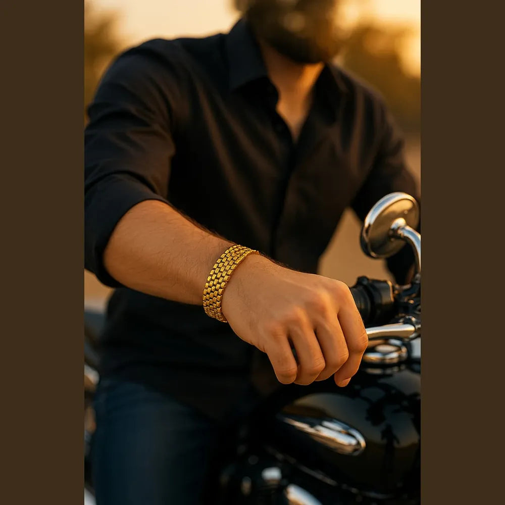 Product image of Jaguar Style Mens Bracelet 1 Gram Gold Look Bold Classy Copy – image 5