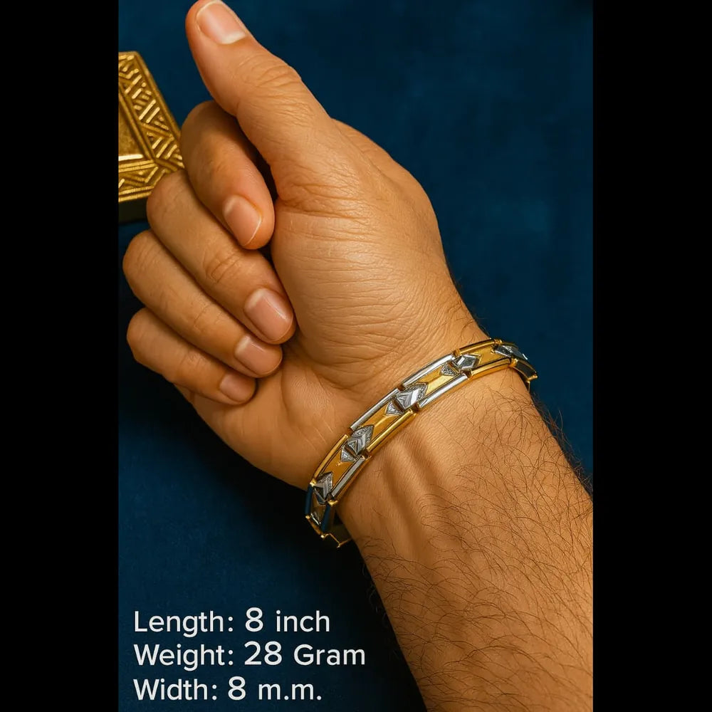 Premium Handmade One Gram Gold Bracelet for Men – 8 Inch, 28 Gram, 8mm Width