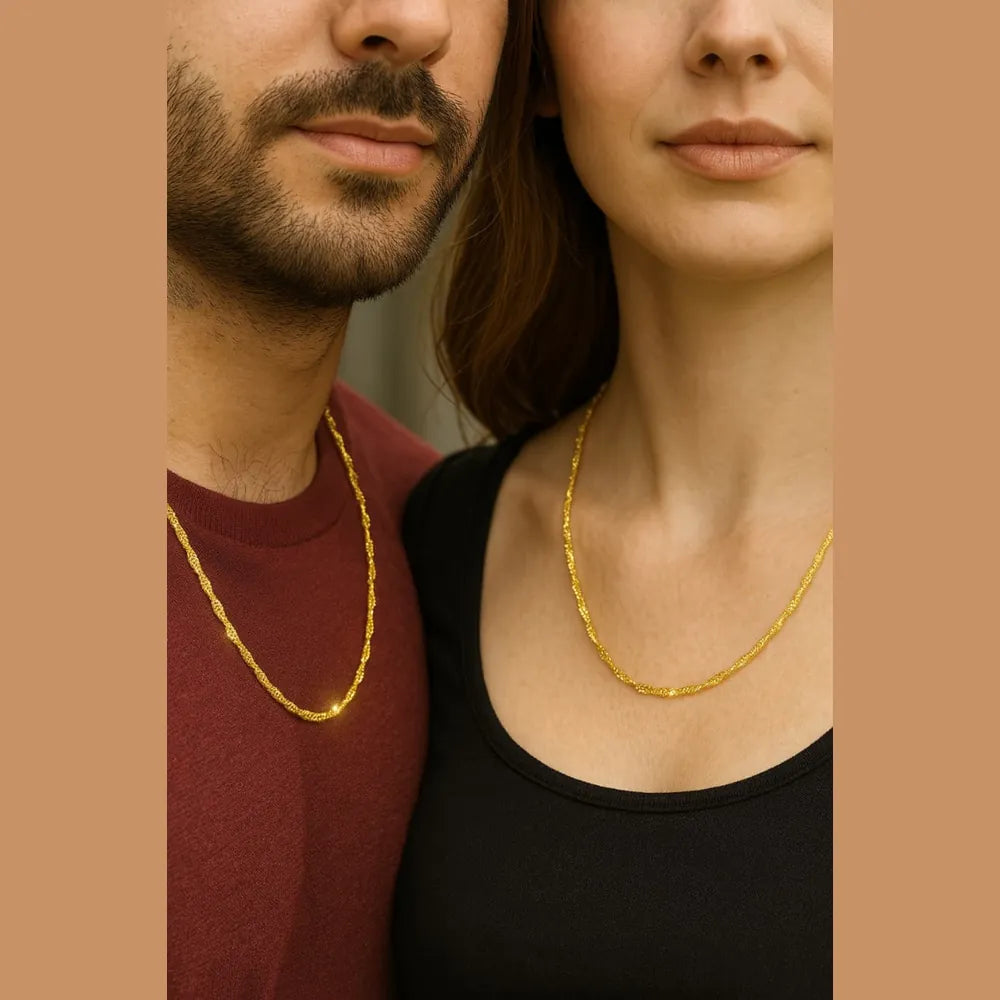 Gold Finish Handmade Chain – 20 Inch, 4mm Width, Unisex Lightweight Design
