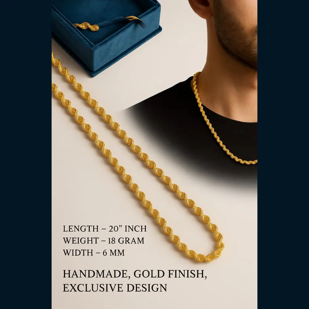 Antitarish Daily Wear Gold Finish Handmade Chain – 20 Inch, 6mm Width, Exclusive Design