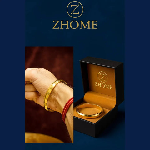 OneGram Gold-Plated Men’s Punjabi Kada – Premium Waterproof Daily Wear (35gm)