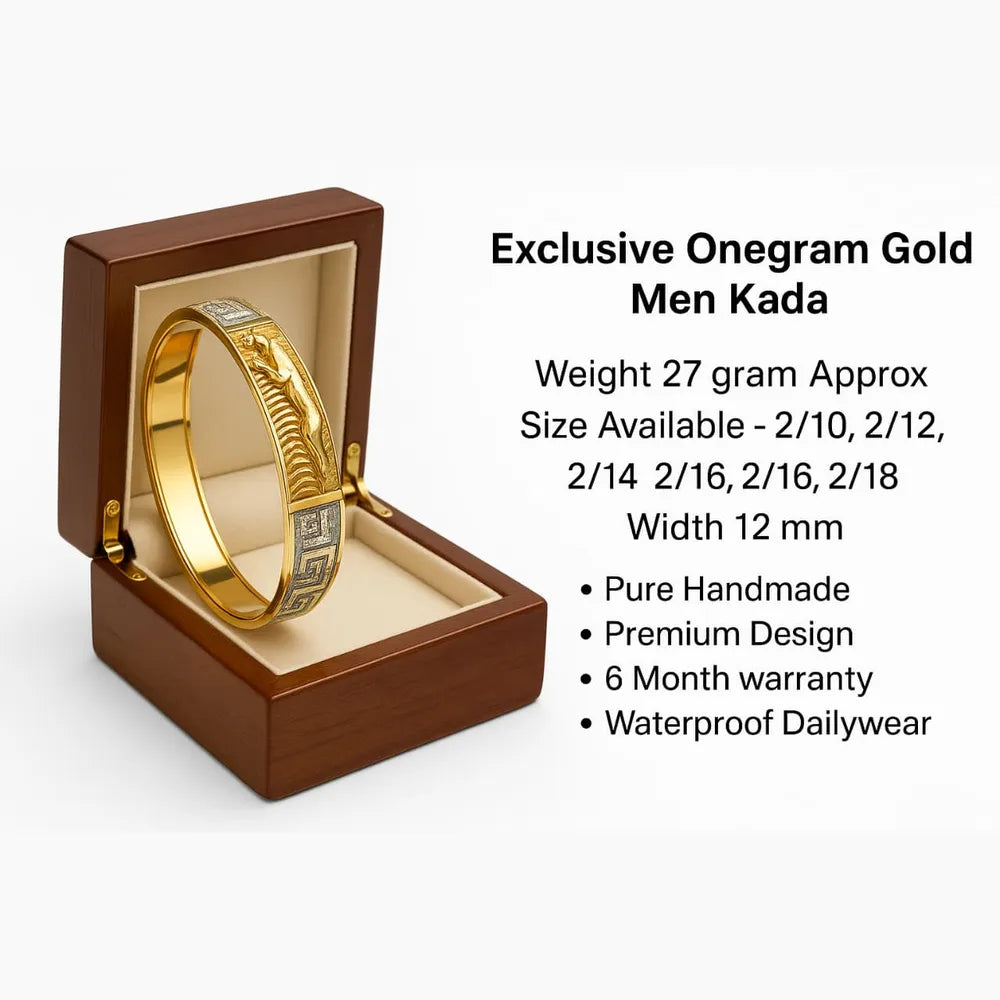 Exclusive Onegram Gold Men Kada – Premium Handmade Waterproof Daily Wear