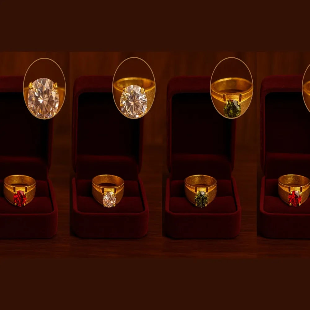 Product image of Gold Plated Solitaire Stone Ring – Premium Single Stone Adjustable Ring – image 1