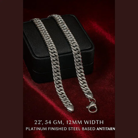 Stylish Silver Finish Cuban Chain for Men