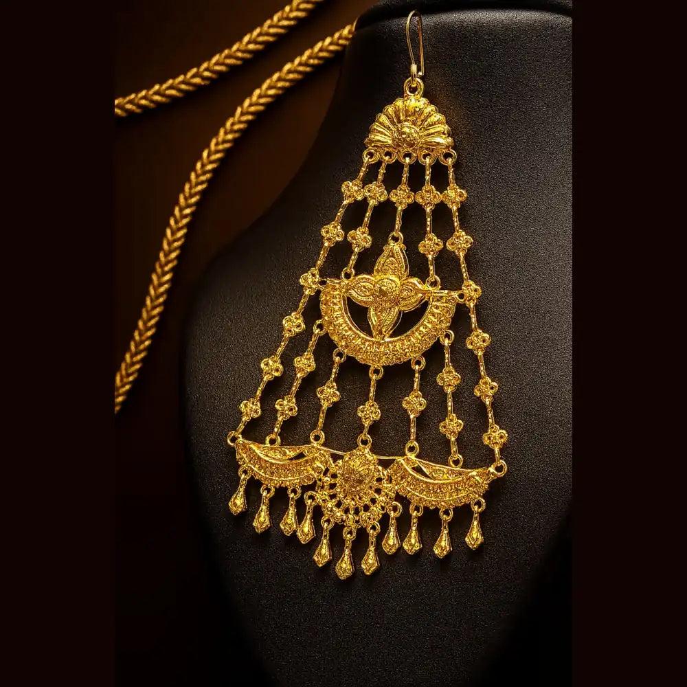 Zhome (ZevarHouse) Handmade Onegram Gold-Plated Bridal Jhoomar/Passa – Traditional Side Head Jewellery
