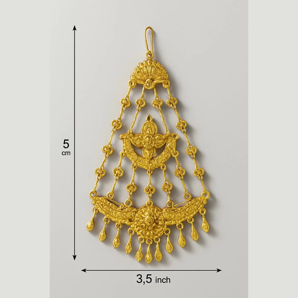 Zhome (ZevarHouse) Handmade Onegram Gold-Plated Bridal Jhoomar/Passa – Traditional Side Head Jewellery