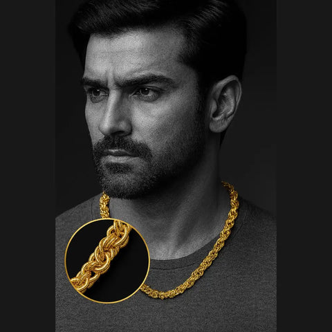 Royal Fancy 20” Gold Plated Chain for Men – Heavy Look, Handmade Design