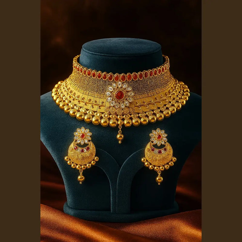 Elegant Ruby Beads Choker Necklace – Perfect for Any Occasion
