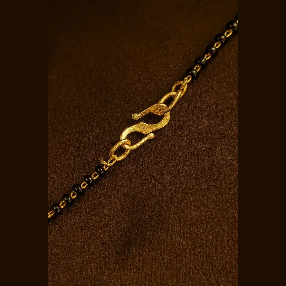 Zhome (ZevarHouse) 3-Layer Onegram Gold-Plated Beaded Mangalsutra – Handmade Black Beads Bridal Jewellery