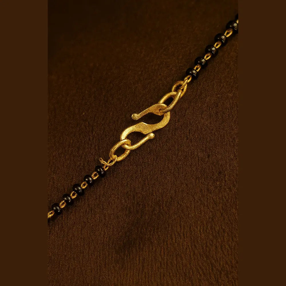 Triple Layer Gold-Plated Mangalsutra – Elegant Black Bead Necklace for Women