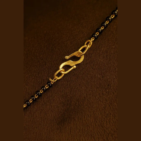 Triple Layer Gold-Plated Mangalsutra – Elegant Black Bead Necklace for Women