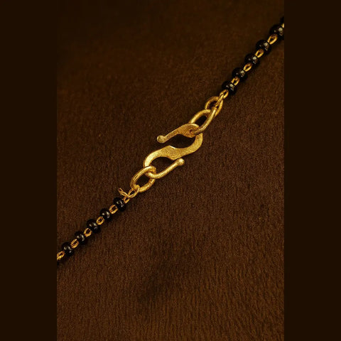 Zhome (ZevarHouse) 3-Layer Onegram Gold-Plated Beaded Mangalsutra – Handmade Black Beads Bridal Jewellery