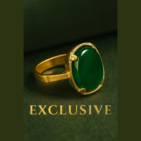 Elegant Green Stone Gold-Plated Adjustable Ring