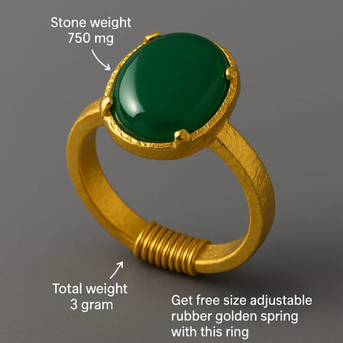 Elegant Green Stone Gold-Plated Adjustable Ring