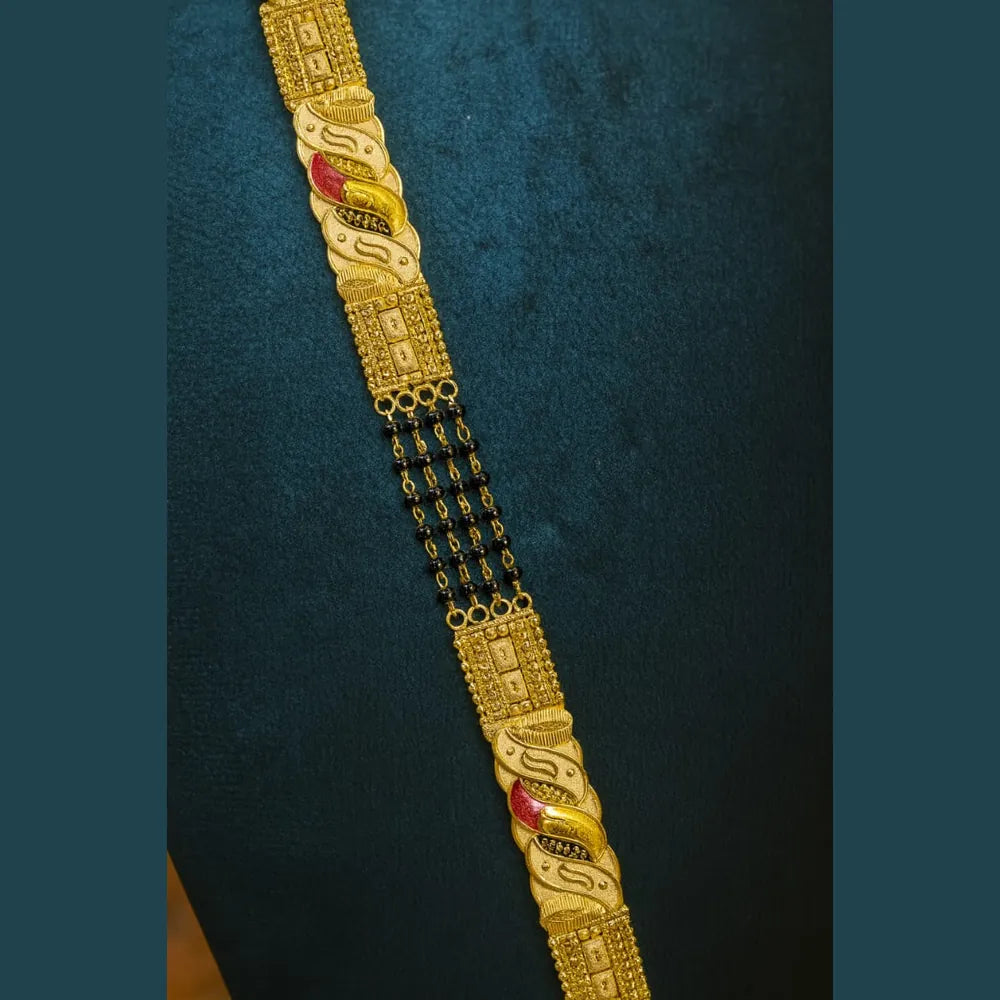 Zhome (ZevarHouse) 4-Layer Onegram Gold-Plated Ranihaar Mangalsutra with Big Pendant – Handmade Bridal Jewellery