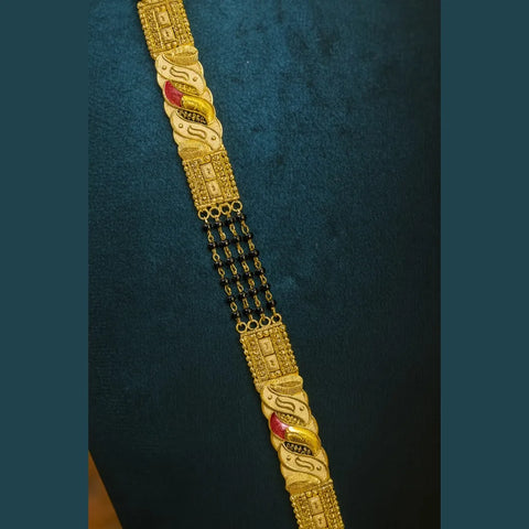 Zhome (ZevarHouse) 4-Layer Onegram Gold-Plated Ranihaar Mangalsutra with Big Pendant – Handmade Bridal Jewellery