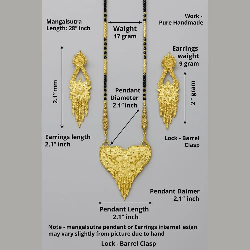 Traditional Handmade Gold-Plated Mangalsutra with Matching Earrings – 28”