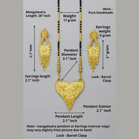 Traditional Handmade Gold-Plated Mangalsutra with Matching Earrings – 28”