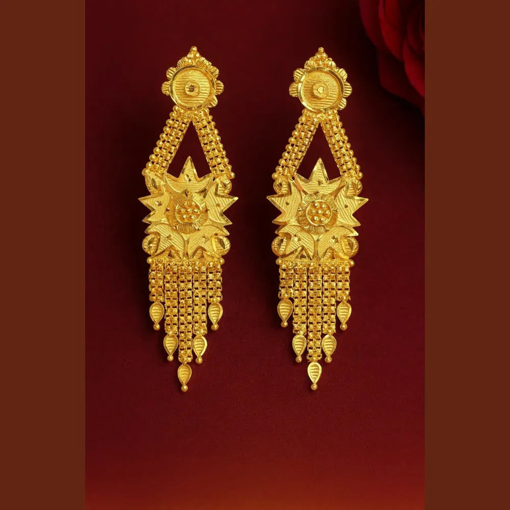 Traditional Handmade Gold-Plated Mangalsutra with Matching Earrings – 28”