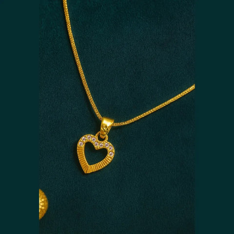 Zhome Gold-Plated Heart Pendant Necklace with CZ Stones – Handmade Premium Finish