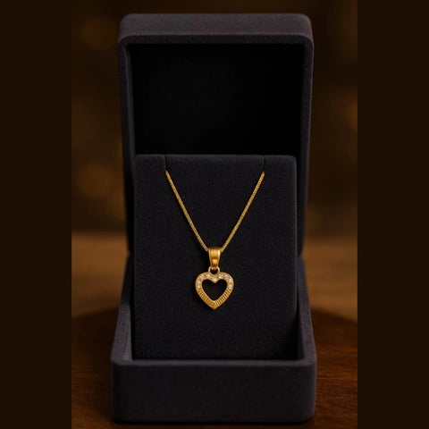 Zhome Gold-Plated Heart Pendant Necklace with CZ Stones – Handmade Premium Finish