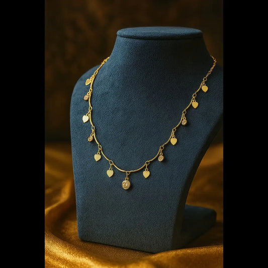 Product image of Zhome (ZevarHouse) Onegram Gold-Plated Heart Charm Necklace with AD Stones – Handmade Romantic Jewellery – image 1