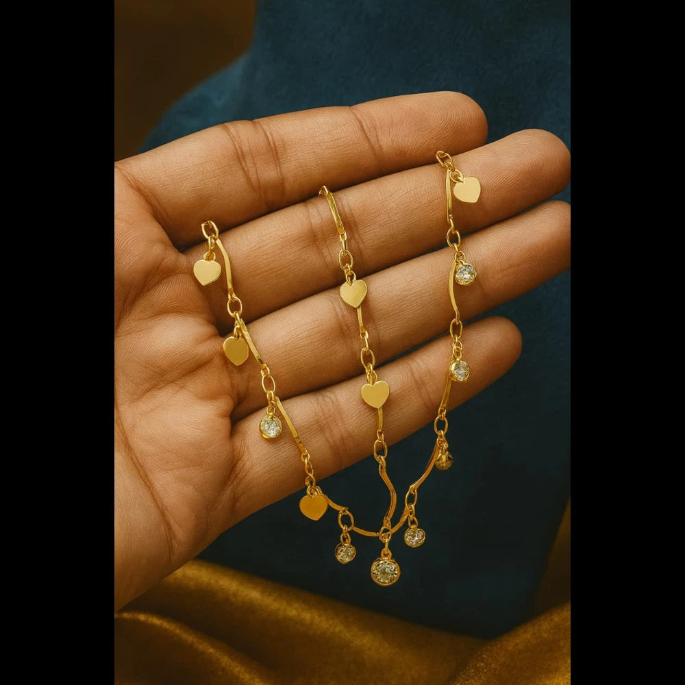 Zhome (ZevarHouse) Onegram Gold-Plated Heart Charm Necklace with AD Stones – Handmade Romantic Jewellery
