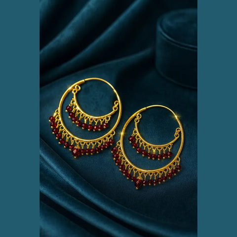 Gold-Plated Red Crystal Hoop Earrings for Women