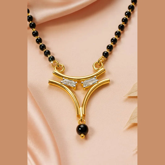 Product image of Elegant Gold-Plated Black Bead Mangalsutra with Pendant – 18 Inch | ZHome – image 1