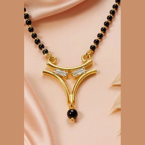 Elegant Gold-Plated Black Bead Mangalsutra with Pendant – 18 Inch | ZHome