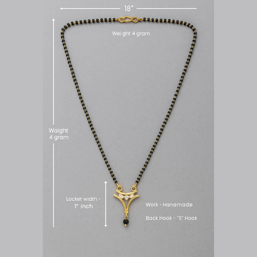 Elegant Gold-Plated Black Bead Mangalsutra with Pendant – 18 Inch | ZHome