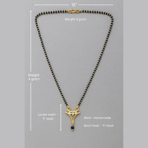 Elegant Gold-Plated Black Bead Mangalsutra with Pendant – 18 Inch | ZHome