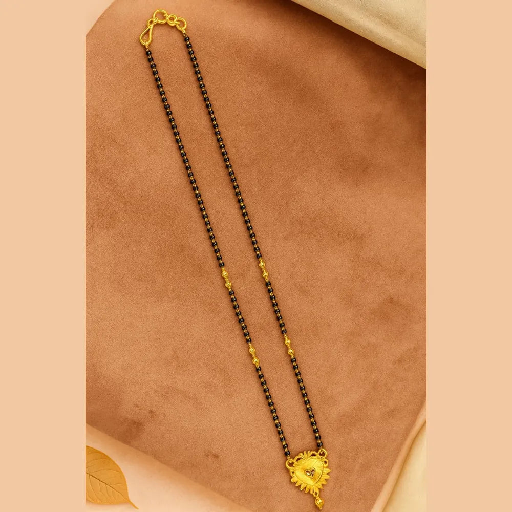 Product image of Lightweight One Gram Gold Plated Daily Wear Mangalsutra With Black Beads Leaf Charms 5G Copy – image 4