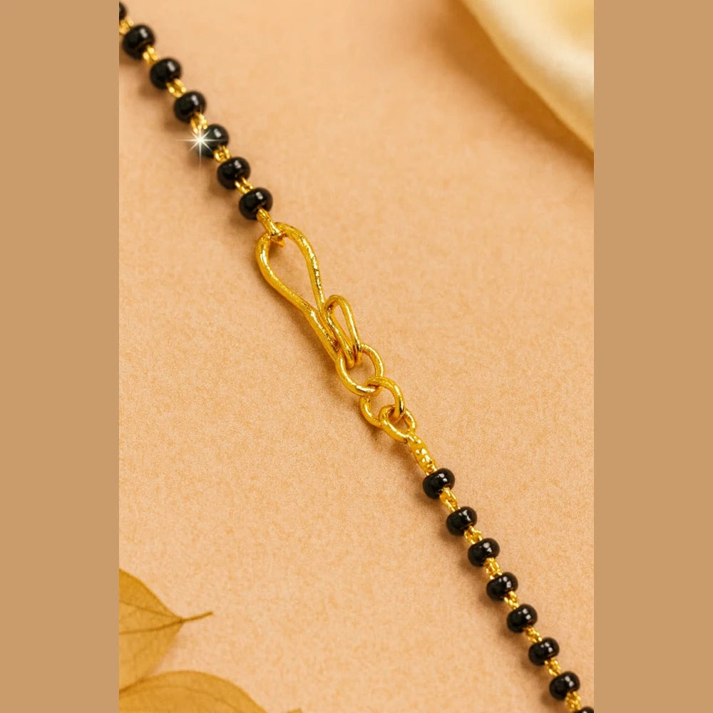 Product image of Lightweight One Gram Gold Plated Daily Wear Mangalsutra With Black Beads Leaf Charms 5G Copy – image 5