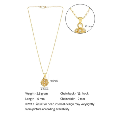 Elegant Gold-Plated Floral Pendant Necklace with CZ Stones – Lightweight Daily Wear