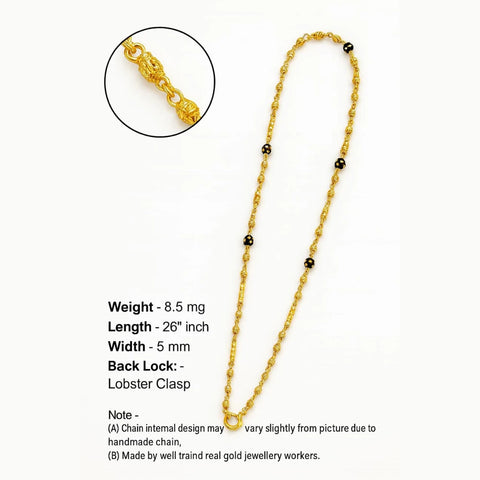 ZHOME Gold Plated Mangalsutra – Elegant 26 Inch, 5mm, Lobster Lock