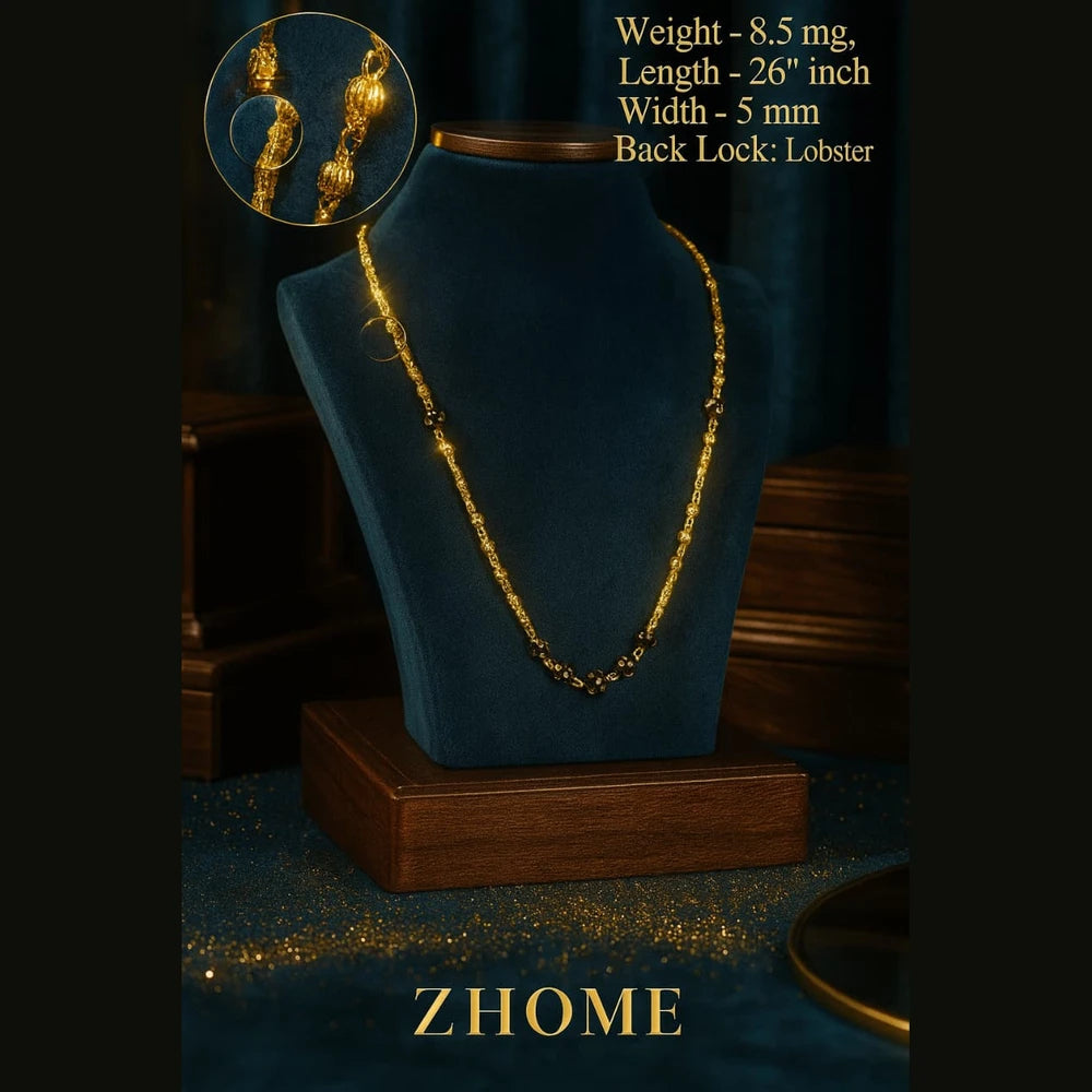ZHOME Gold Plated Mangalsutra – Elegant 26 Inch, 5mm, Lobster Lock