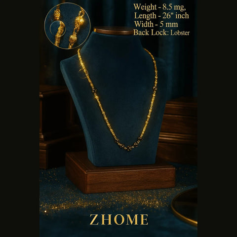 ZHOME Gold Plated Mangalsutra – Elegant 26 Inch, 5mm, Lobster Lock