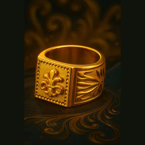 Men’s Square Gold Look Ring | Royal Antique Design