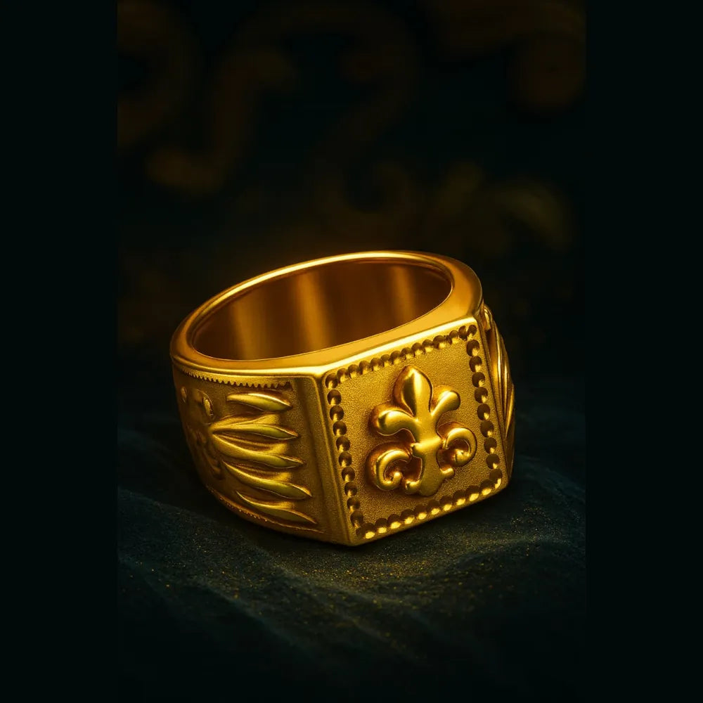 Men’s Square Gold Look Ring | Royal Antique Design