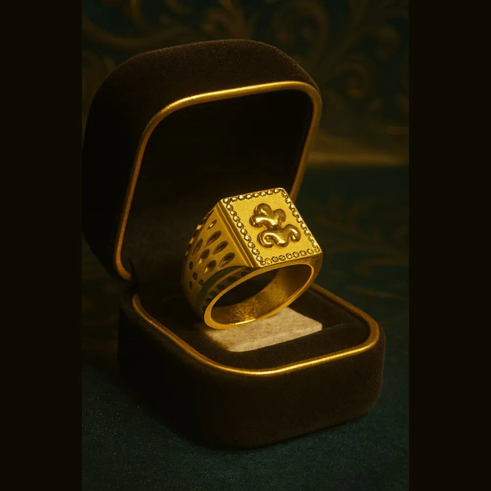 Men’s Square Gold Look Ring | Royal Antique Design