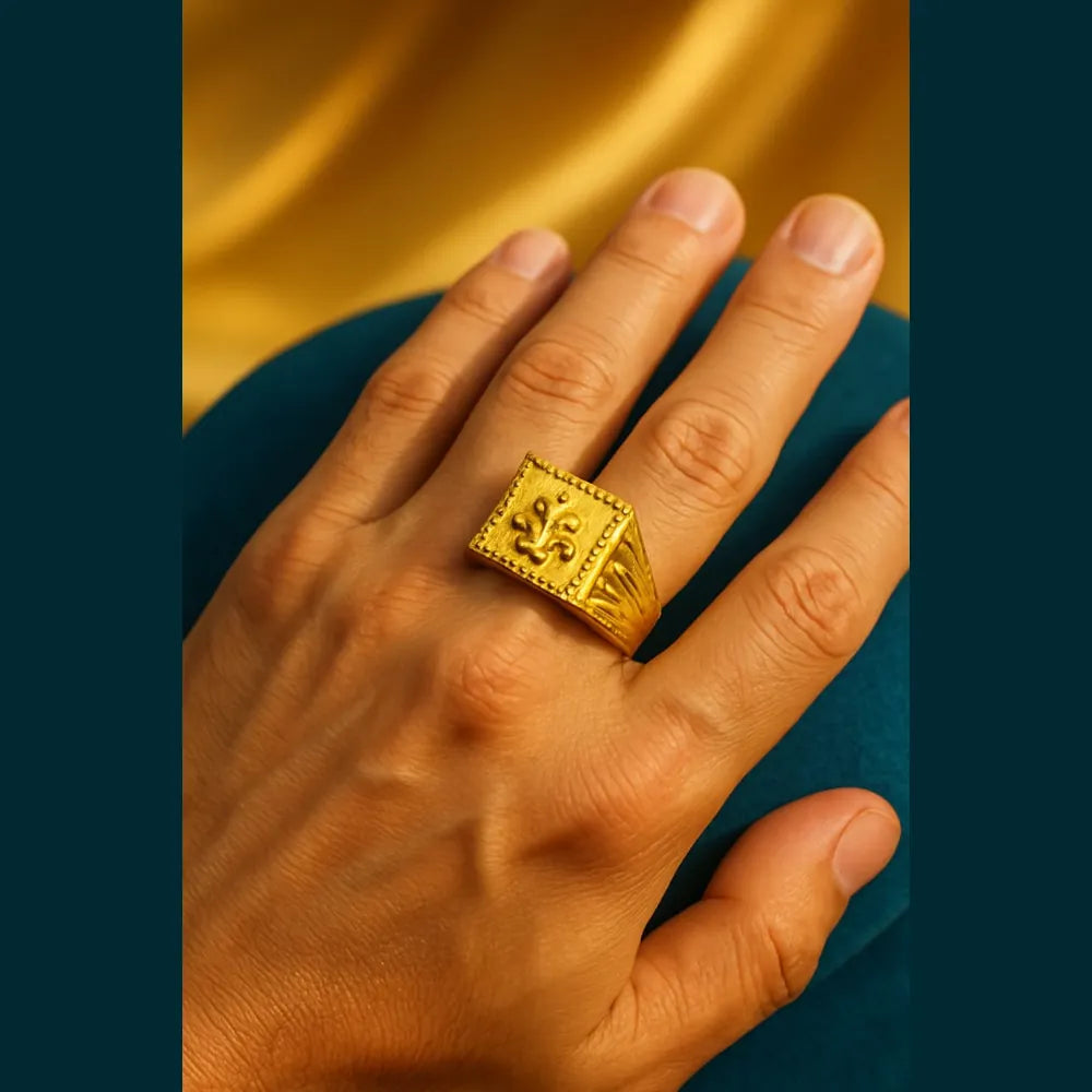 Men’s Square Gold Look Ring | Royal Antique Design