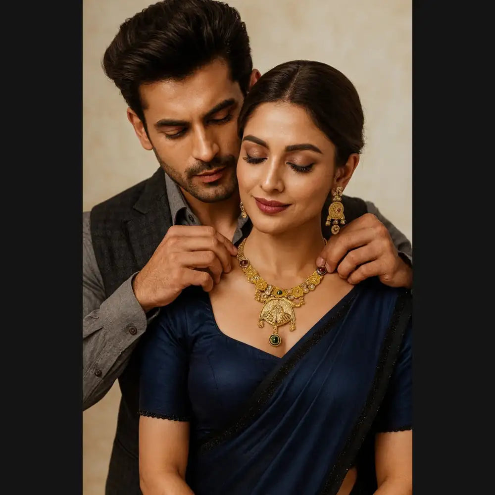 Product image of Royal Radiance One Gram Gold Short Necklace Set Copy – image 4